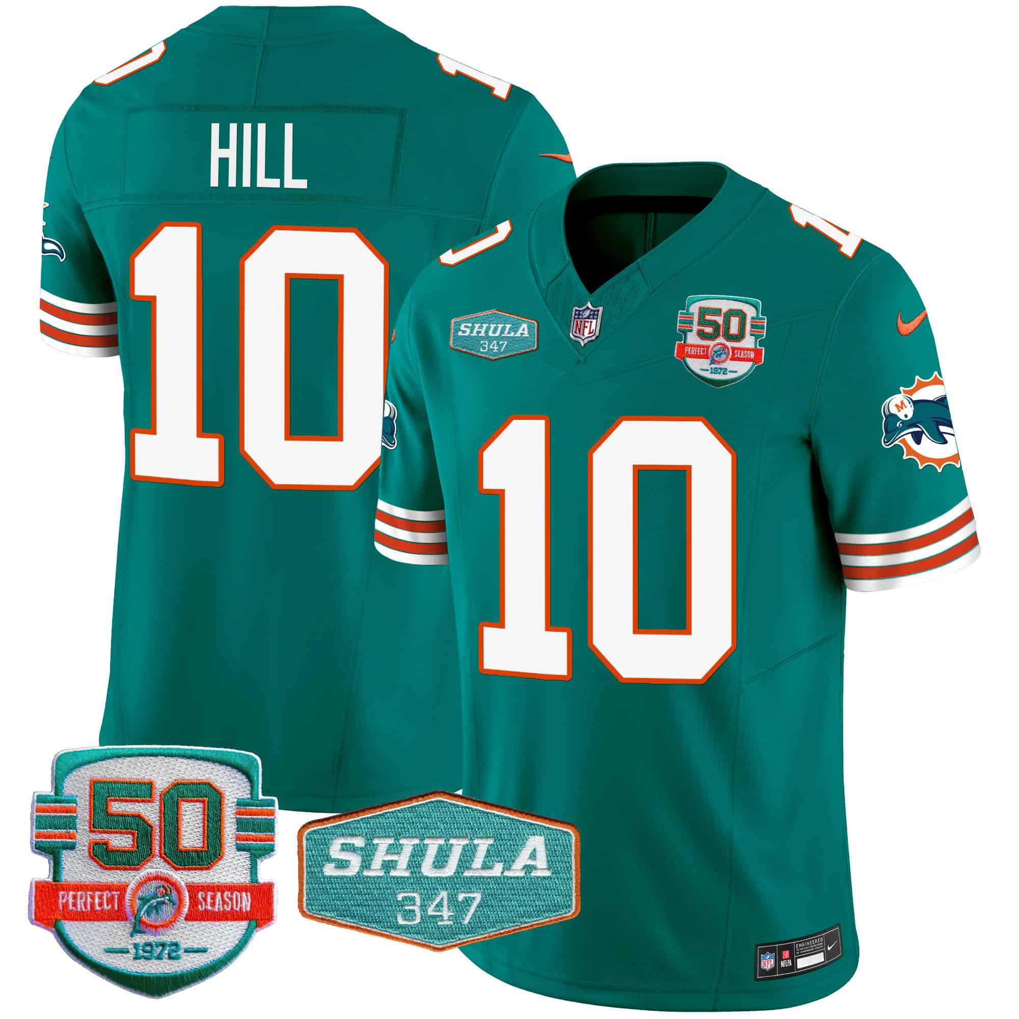 Men Miami Dolphins #10 Hill Green 2024 Nike Throwback Shula 347 Patch Vapor NFL Jersey style 1->indianapolis colts->NFL Jersey